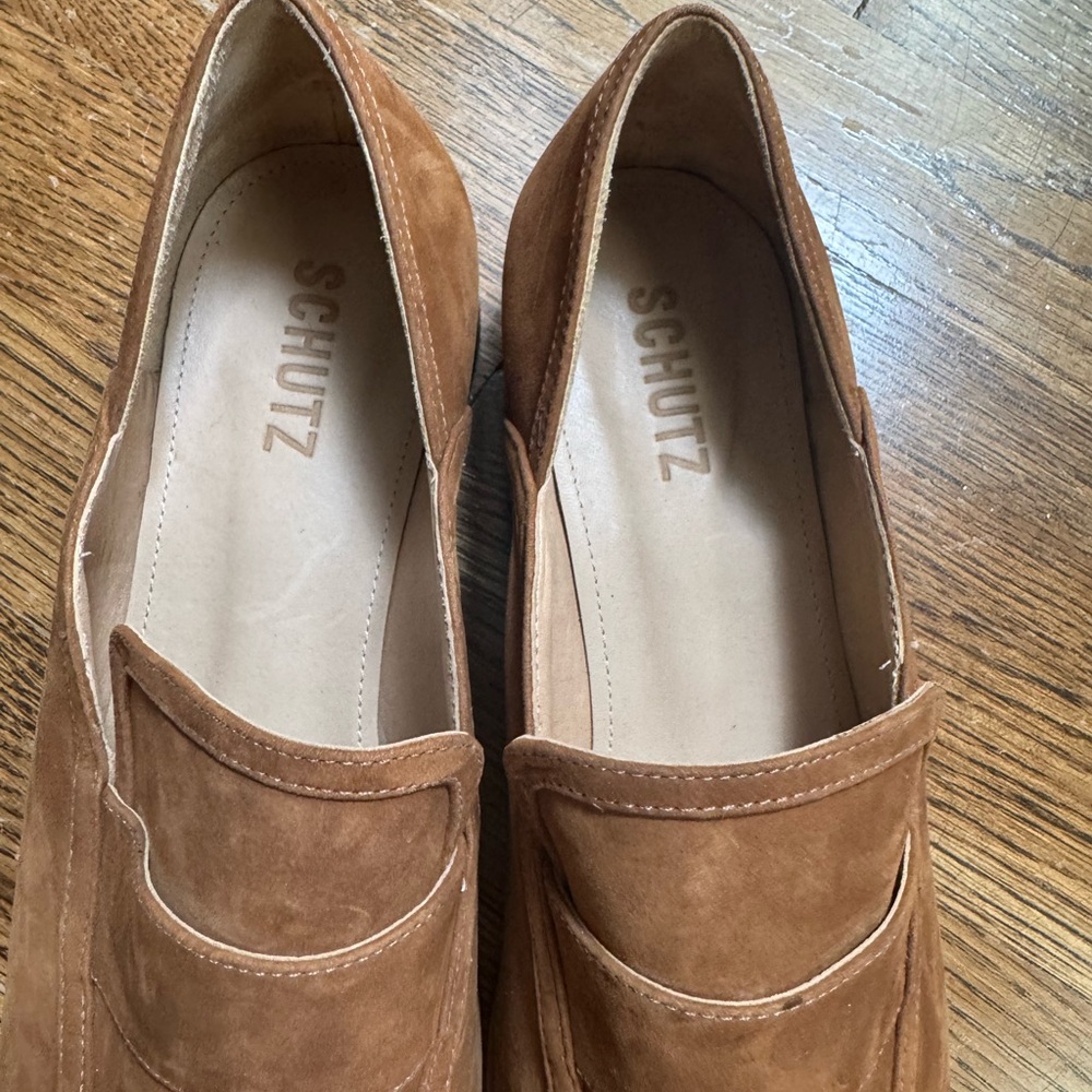 Schutz Suede Loafers Cognac Brown size 9 FIRM PRICE - Picture 3 of 10